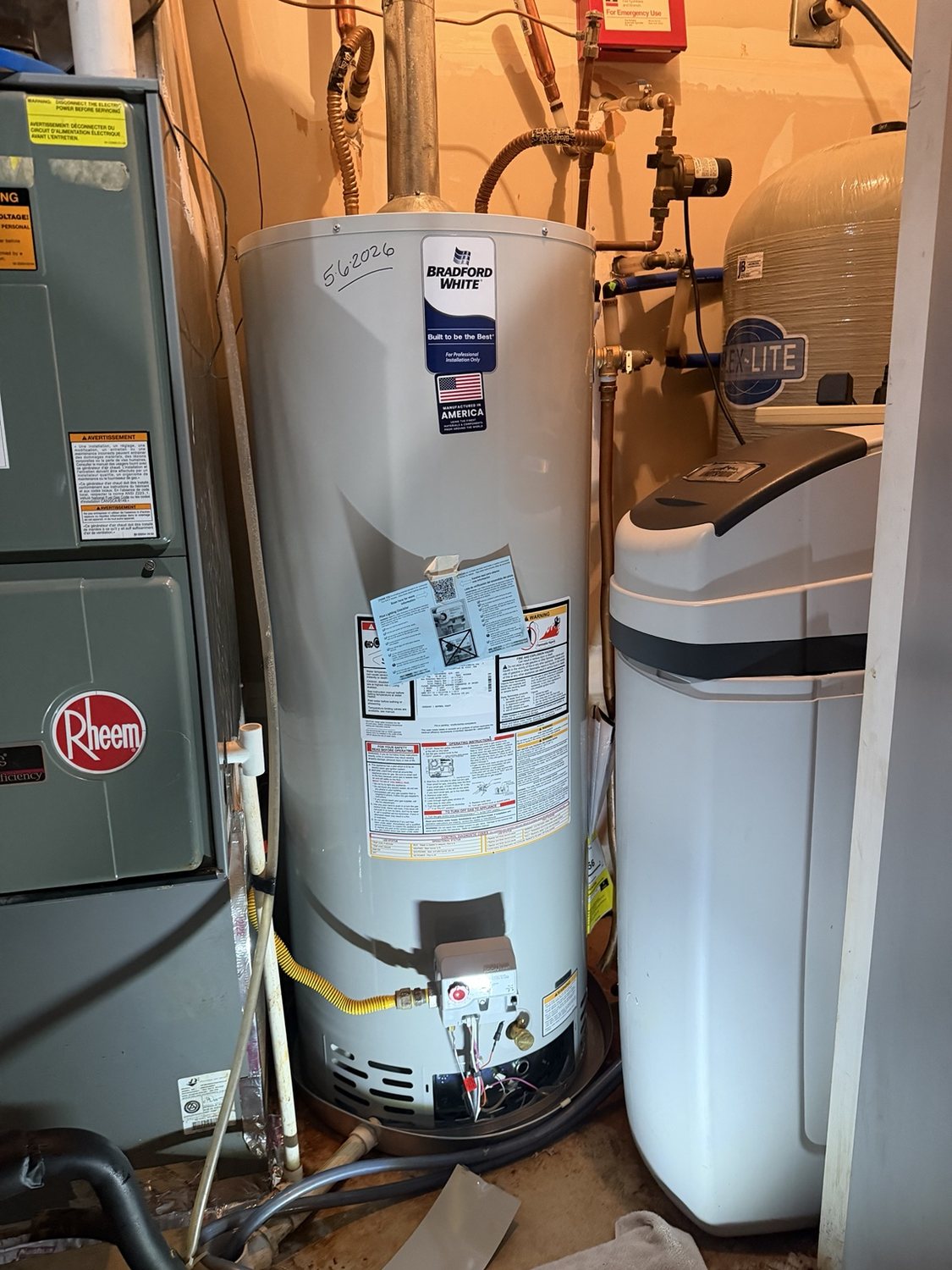 New residential water heater after replacement
